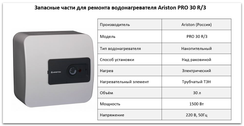 запчасти Ariston PRO 30 R/3 Купить запчасти Ariston PRO 30 R/3 в Архангельске