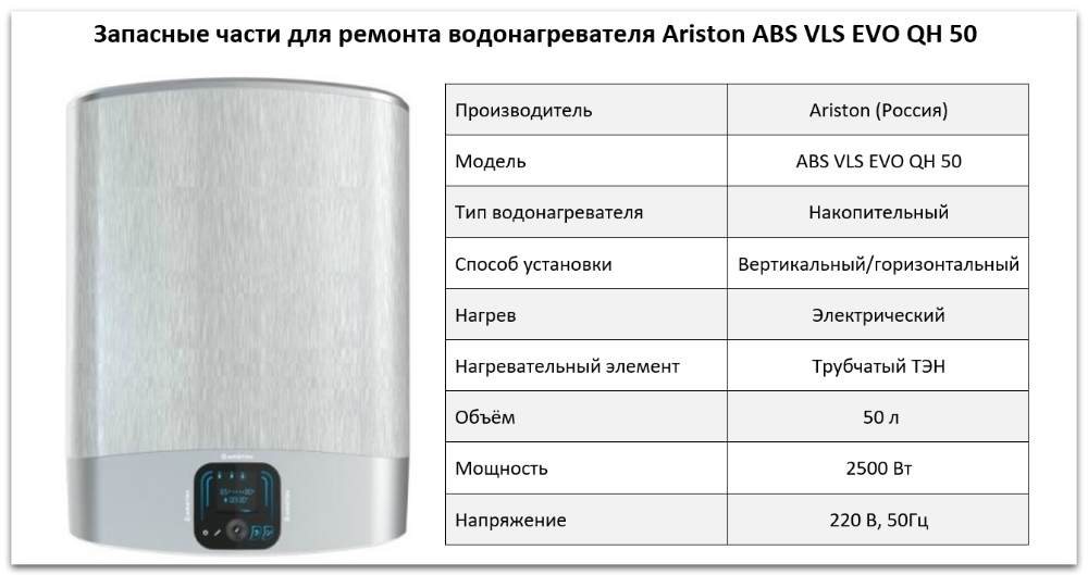 Купить запчасти Ariston ABS VLS EVO QH 50 в Архангельске