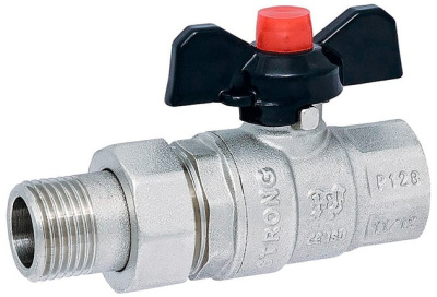 Кран шаровый 1" с американкой вн/нар (бабочка) STRONG PROFactor (PF UBV 280)